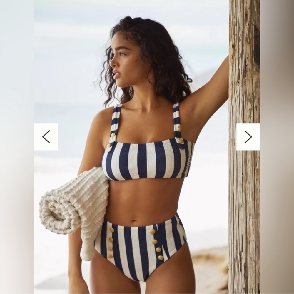 Anthropologie Nautical Striped Bikini Set